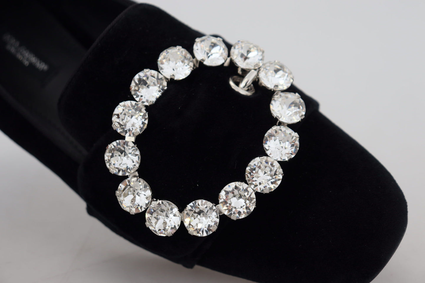 Dolce &amp; Gabbana – Loafer mit Kristallen in Schwarz aus Samt