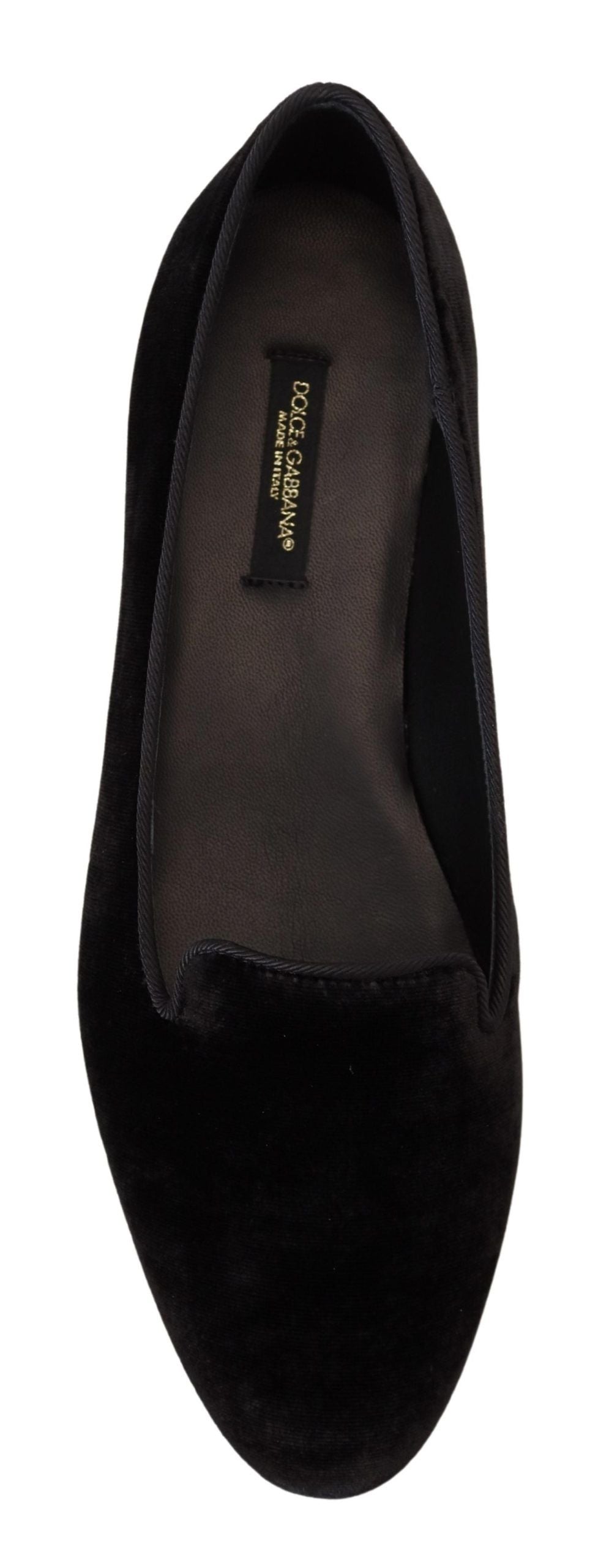 Dolce &amp; Gabbana – Slipper aus schwarzem Samt, flache Schuhe