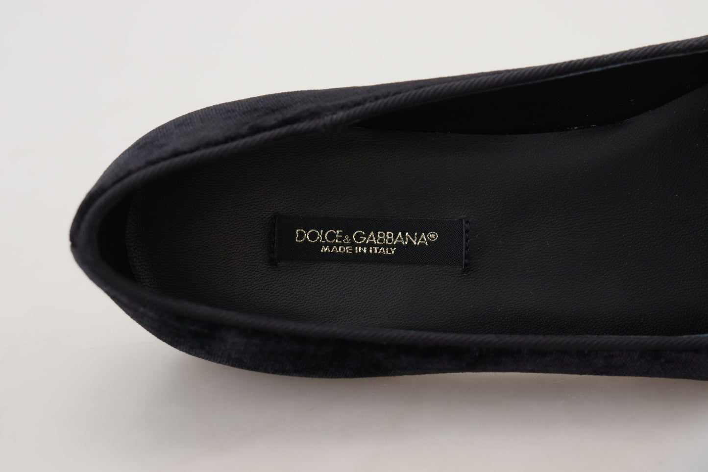 Dolce &amp; Gabbana – Slipper aus schwarzem Samt, flache Schuhe