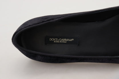 Dolce &amp; Gabbana – Slipper aus schwarzem Samt, flache Schuhe