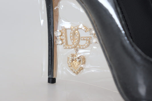 Dolce &amp; Gabbana Schwarze Pumps aus Leder mit Kunststoffummantelung