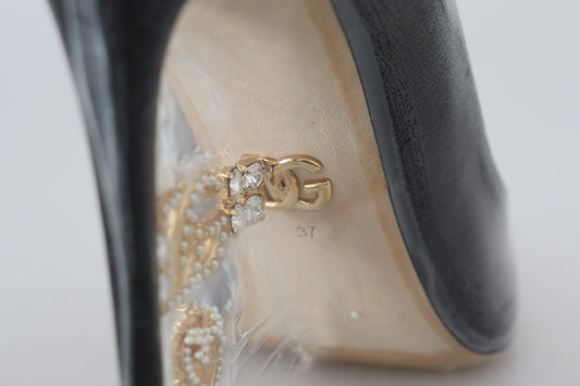 Dolce &amp; Gabbana Schwarze Pumps aus Leder mit Kunststoffummantelung