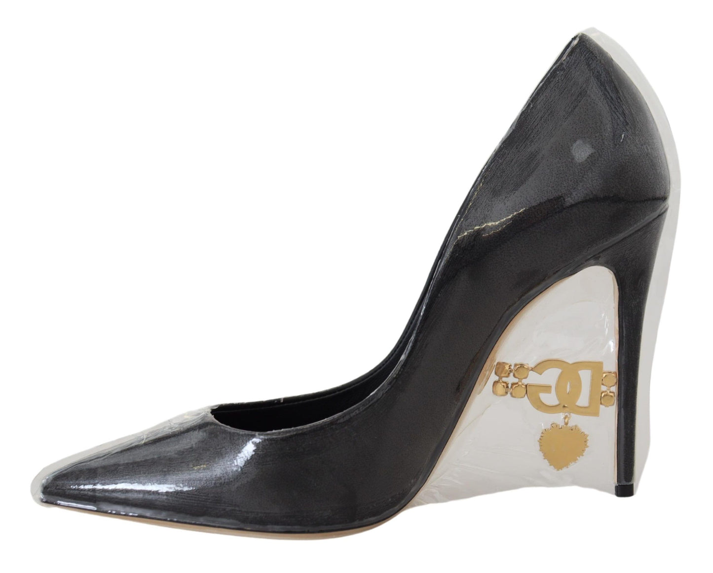 Dolce &amp; Gabbana Schwarze Pumps aus Leder mit Kunststoffummantelung