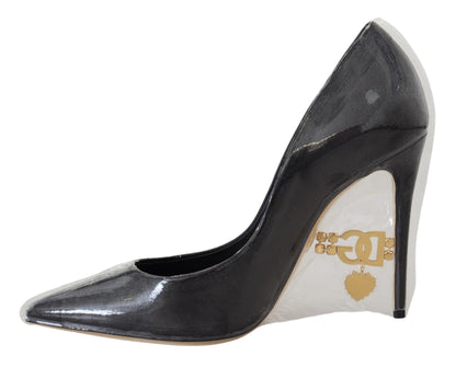 Dolce &amp; Gabbana Schwarze Pumps aus Leder mit Kunststoffummantelung