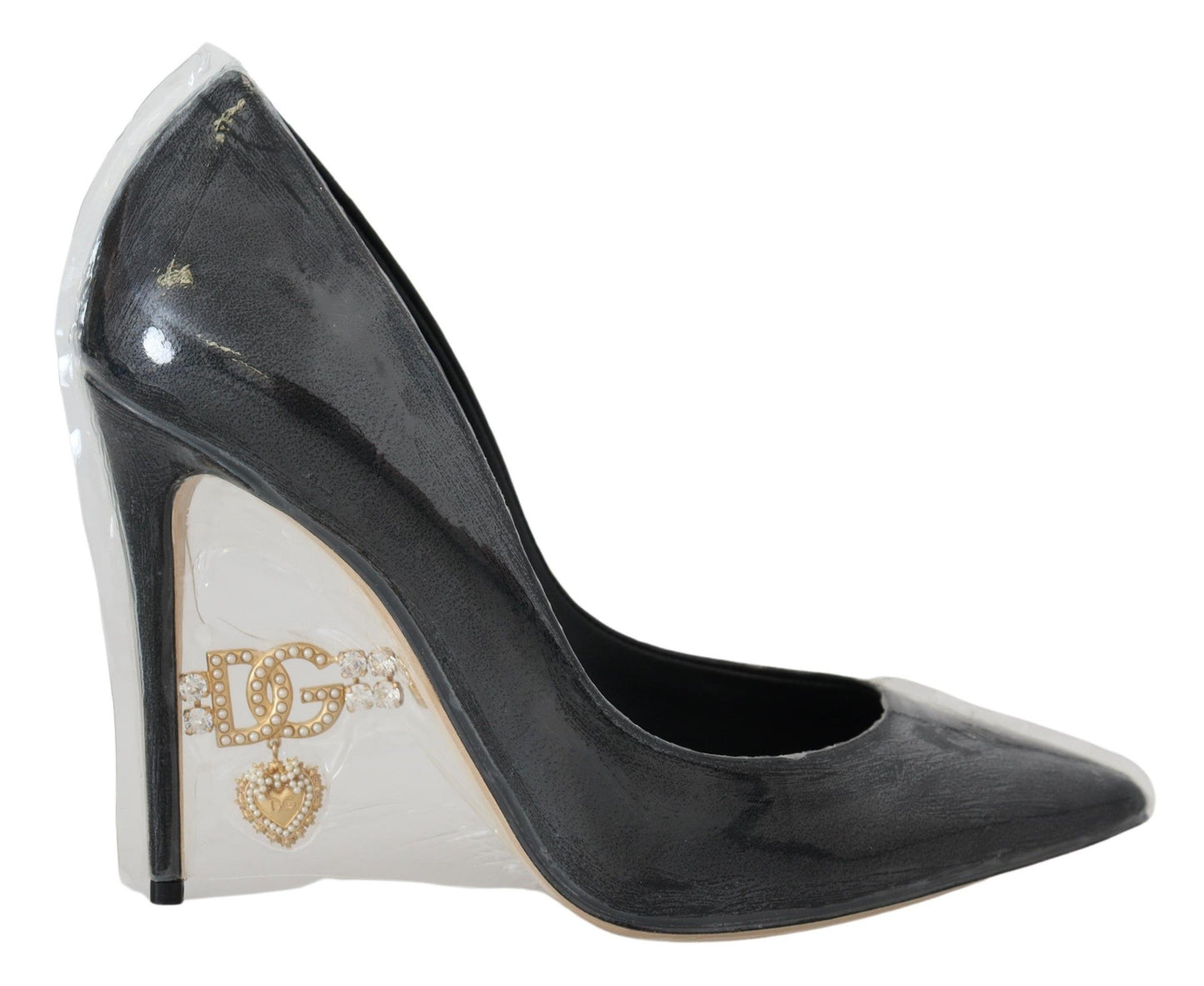 Dolce &amp; Gabbana Schwarze Pumps aus Leder mit Kunststoffummantelung