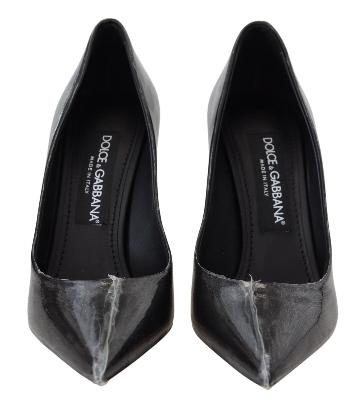 Dolce &amp; Gabbana Schwarze Pumps aus Leder mit Kunststoffummantelung