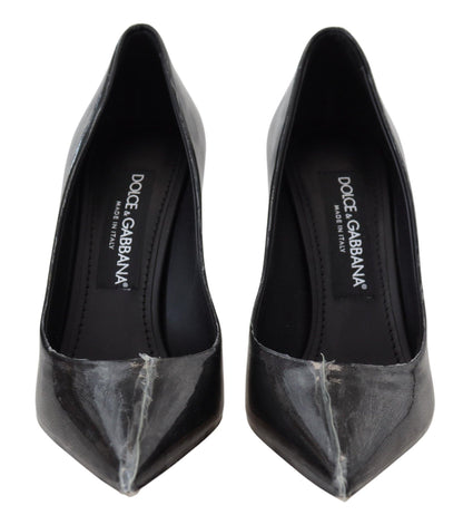 Dolce &amp; Gabbana Schwarze Pumps aus Leder mit Kunststoffummantelung