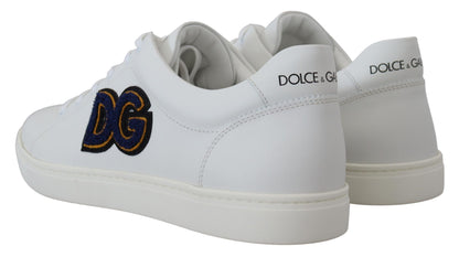 Dolce &amp; Gabbana Weiße Leder DG Logo Casual Sneakers Schuhe