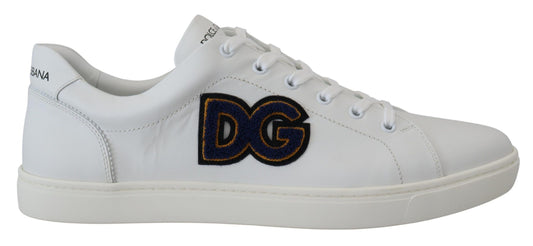 Dolce &amp; Gabbana Weiße Leder DG Logo Casual Sneakers Schuhe