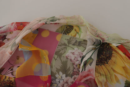 Dolce &amp; Gabbana Mehrfarbiges Patchwork-Blusetop mit Ascot-Kragen