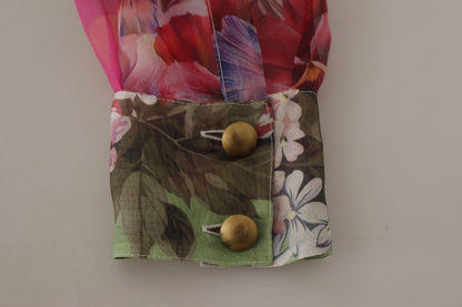 Dolce &amp; Gabbana Mehrfarbiges Patchwork-Blusetop mit Ascot-Kragen