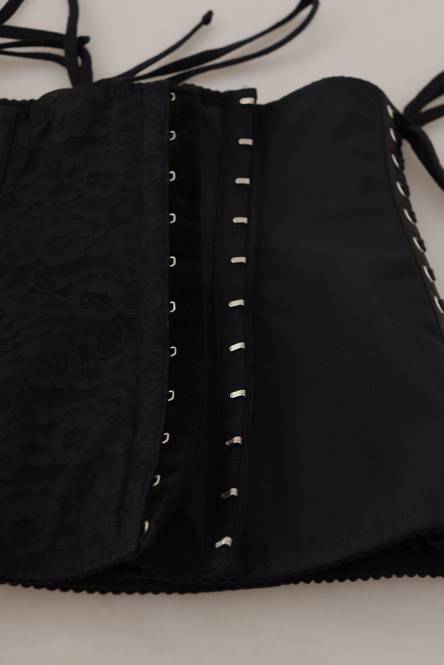 Dolce &amp; Gabbana – Schwarzes Oberteil mit Korsettgürtel und Stretch-Taillenriemen