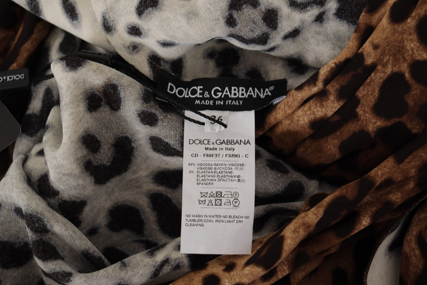 Dolce &amp; Gabbana – Braunes A-Linien-Wickel-Maxikleid aus Viskose mit Leopardenmuster