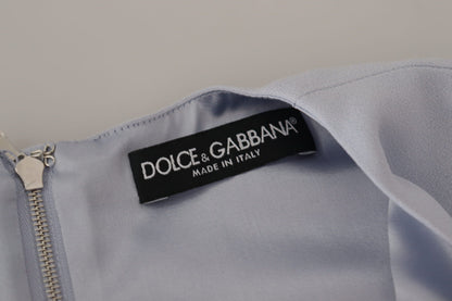Dolce &amp; Gabbana – Blaues Midikleid aus Viskose mit Blumenapplikation