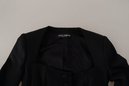 Dolce &amp; Gabbana – Schwarze, schmal geschnittene Jacke mit langen Ärmeln und Druckknöpfen