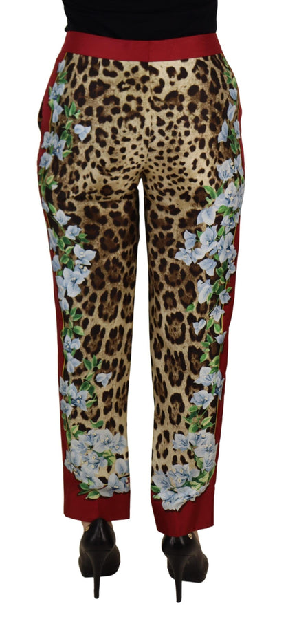 Dolce &amp; Gabbana – Mehrfarbige Hose mit Leopardenmuster und Flora-Print in mittlerer Taille