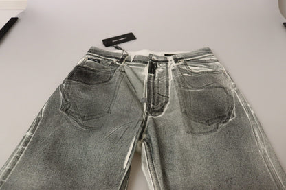 Dolce &amp; Gabbana Grau verwaschene Jeanshose mit hoher Taille aus Baumwolle