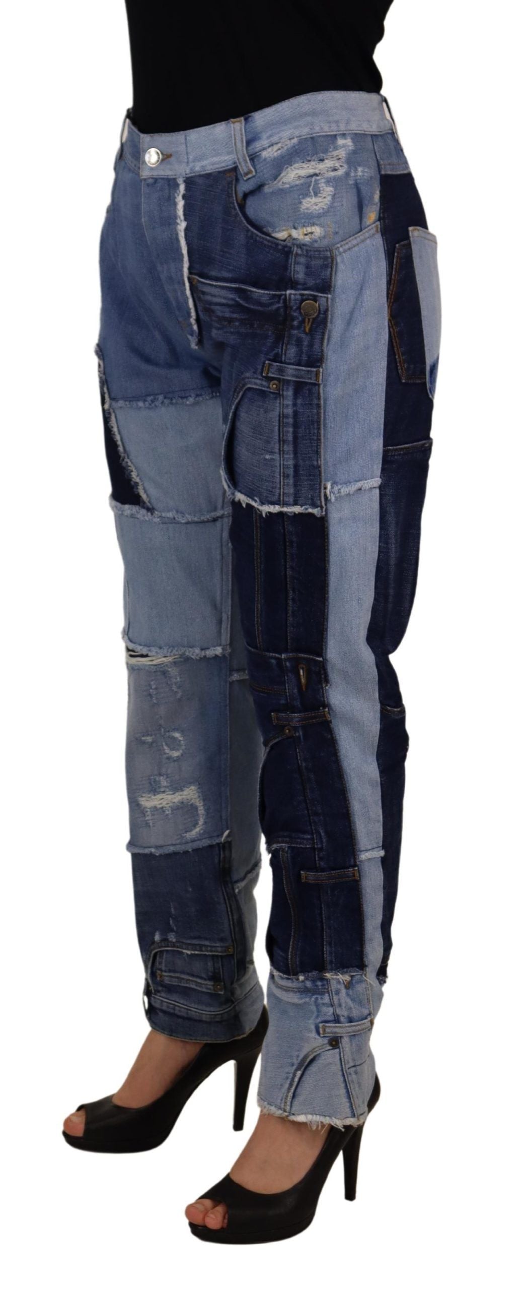 Dolce &amp; Gabbana Mehrfarbige Patchwork-Jeans mit hoher Taille