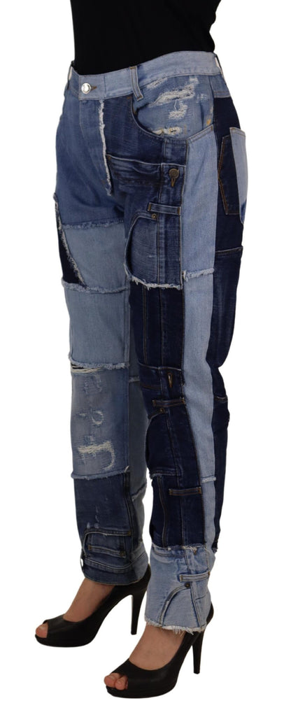 Dolce &amp; Gabbana Mehrfarbige Patchwork-Jeans mit hoher Taille