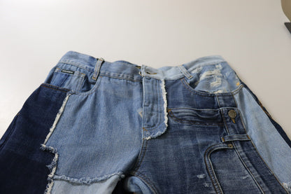 Dolce &amp; Gabbana Mehrfarbige Patchwork-Jeans mit hoher Taille
