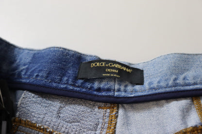 Dolce &amp; Gabbana Mehrfarbige Patchwork-Jeans mit hoher Taille