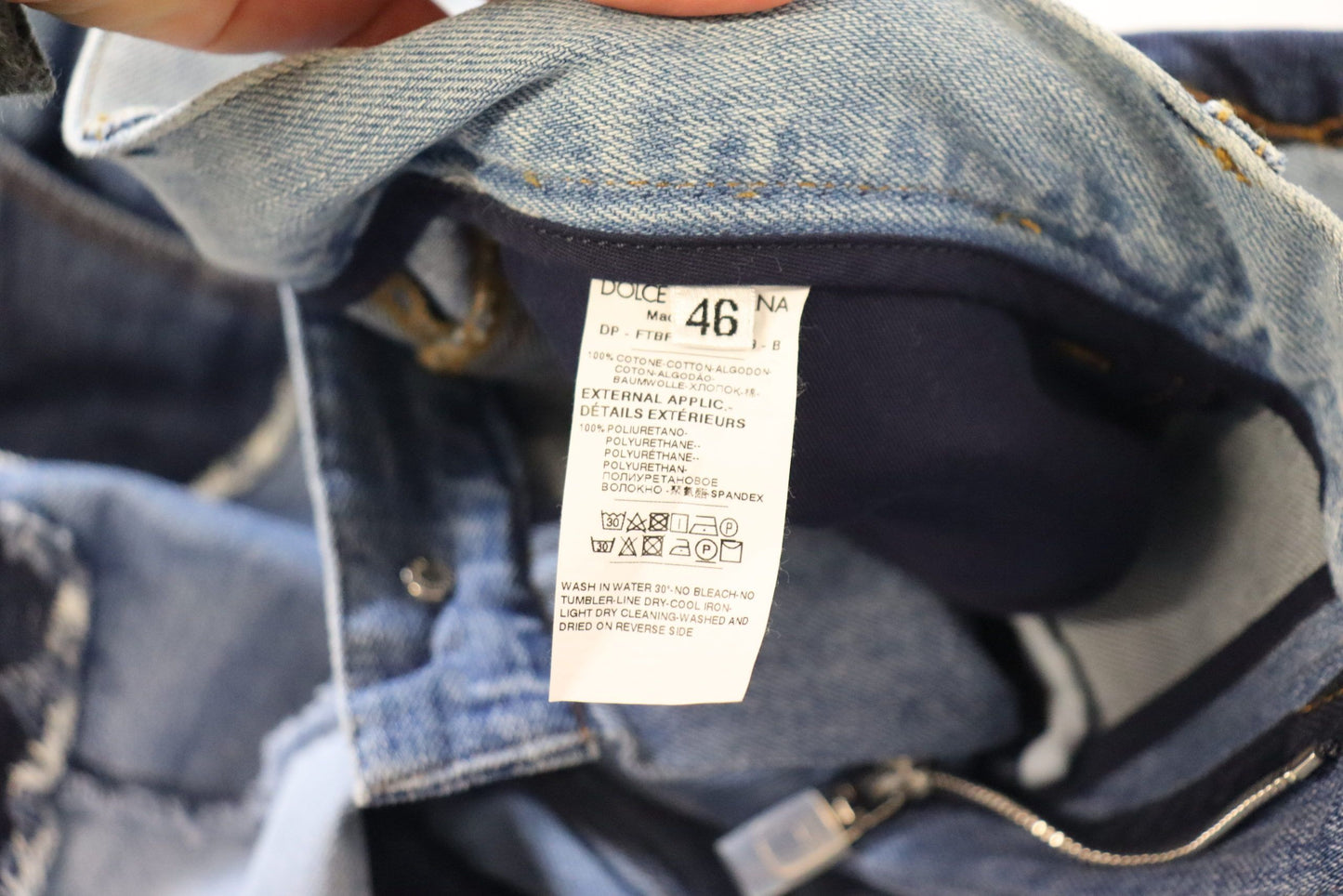 Dolce &amp; Gabbana Mehrfarbige Patchwork-Jeans mit hoher Taille