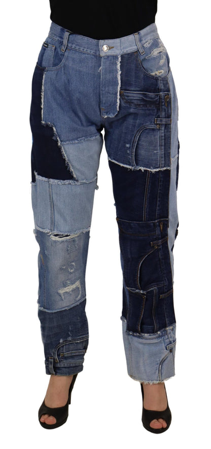 Dolce &amp; Gabbana Mehrfarbige Patchwork-Jeans mit hoher Taille