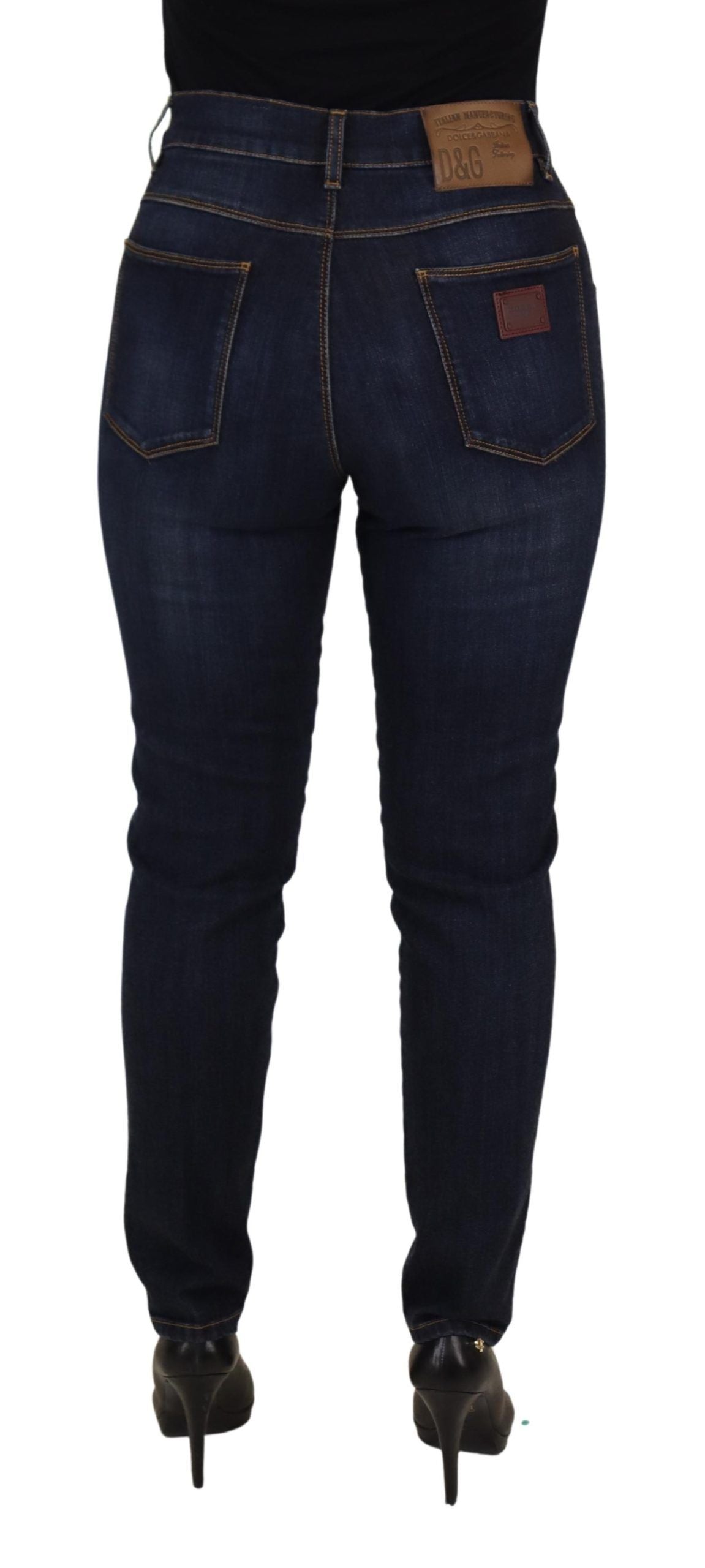 Dolce &amp; Gabbana – Blaue Skinny-Jeans aus Baumwolle mit hoher Taille