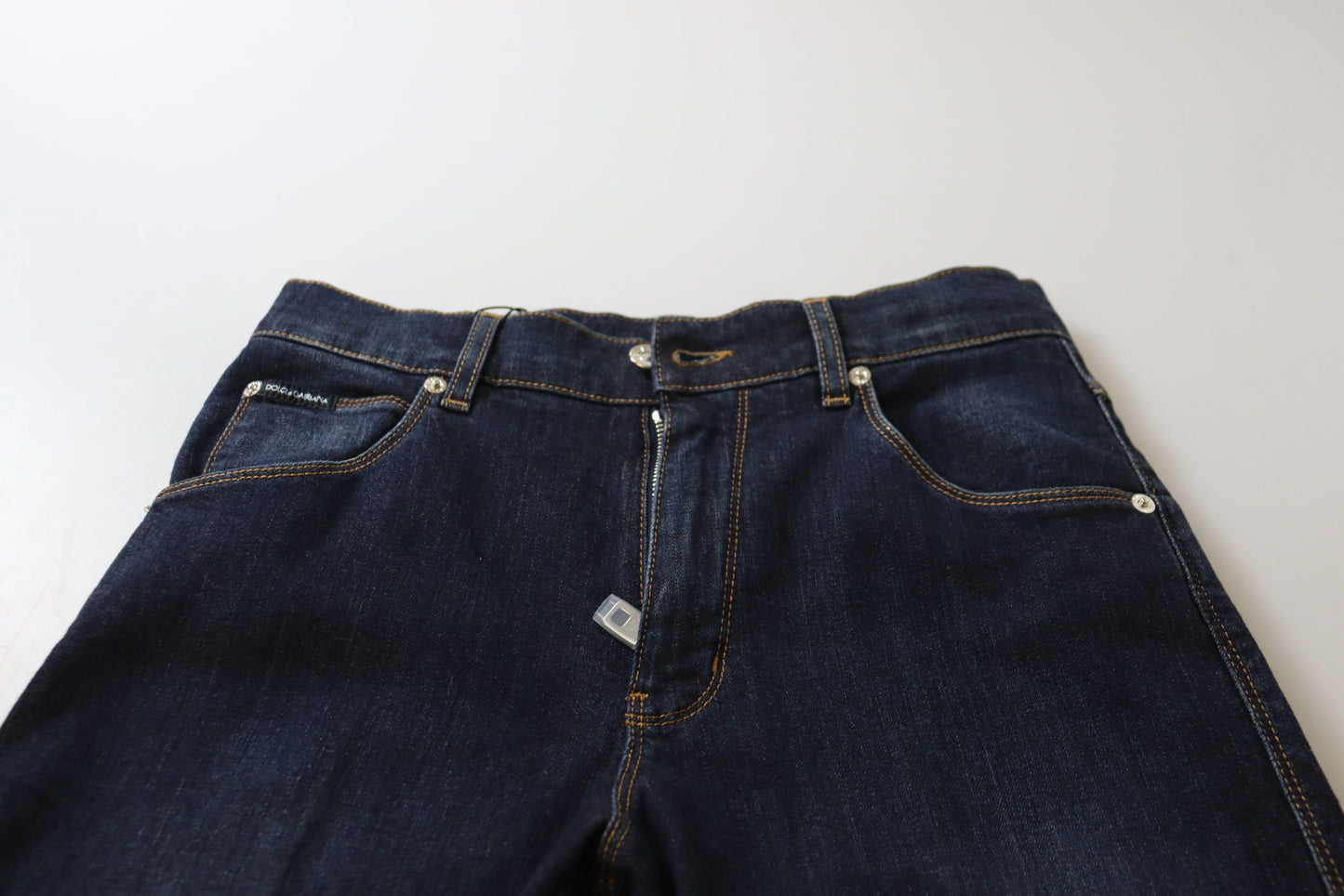 Dolce &amp; Gabbana – Blaue Skinny-Jeans aus Baumwolle mit hoher Taille