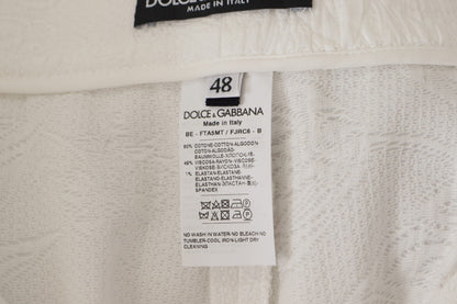 Dolce &amp; Gabbana Weiße Culotte-Shorts aus Baumwolle mit hoher Taille