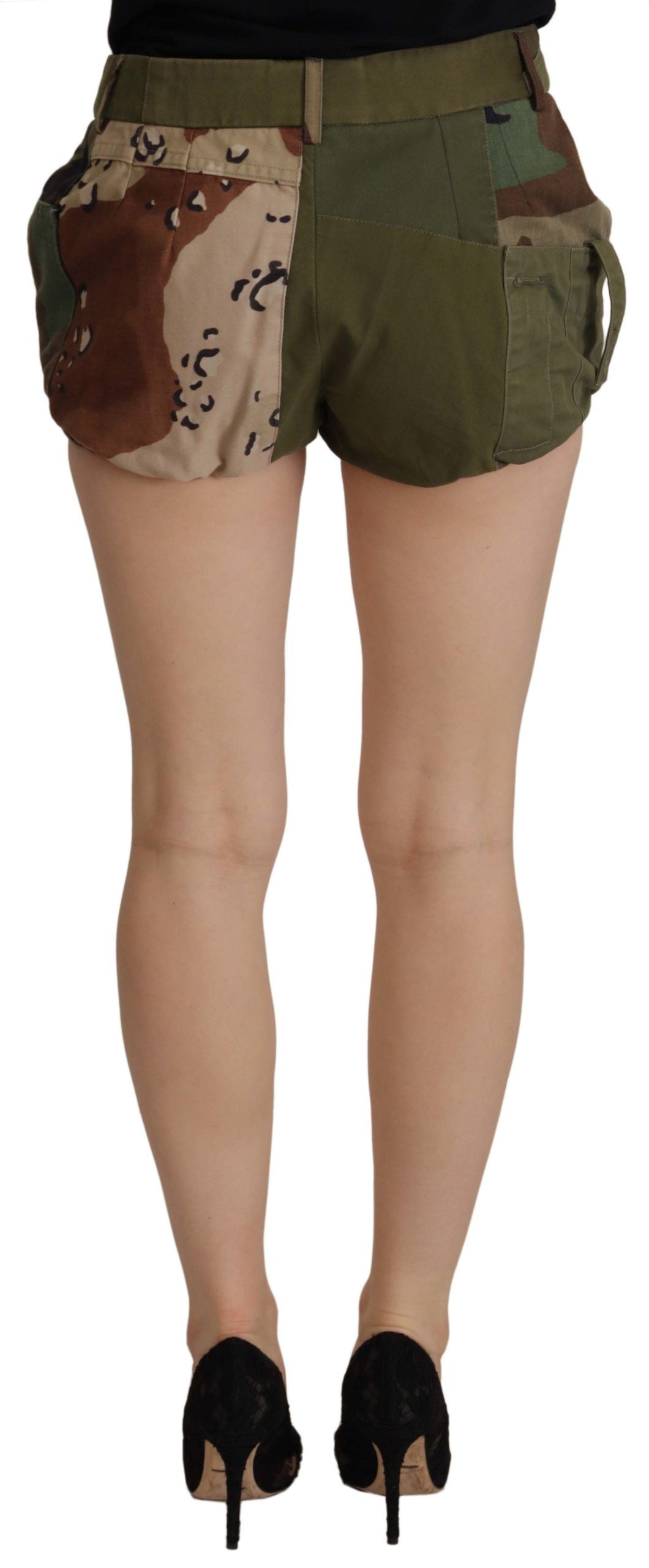 Dolce &amp; Gabbana Grüne Hotpants mit hoher Taille aus Baumwolle