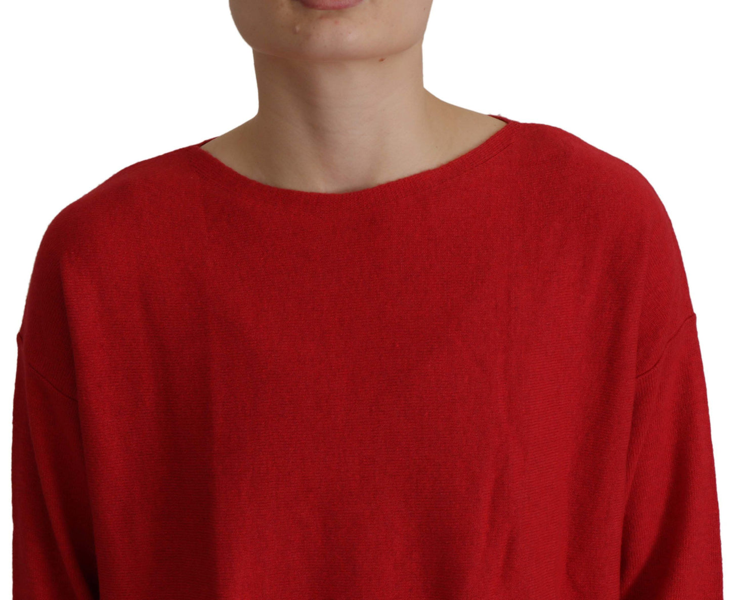 Dolce &amp; Gabbana Roter Wollstrickpullover mit Rundhalsausschnitt