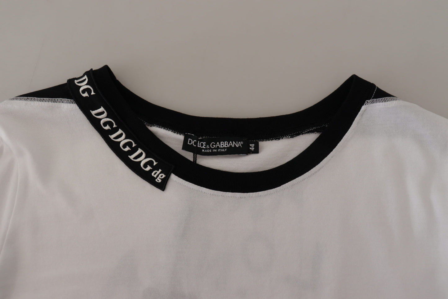 Dolce &amp; Gabbana – Weißes Baumwoll-T-Shirt mit Rundhalsausschnitt und Slogan-Print