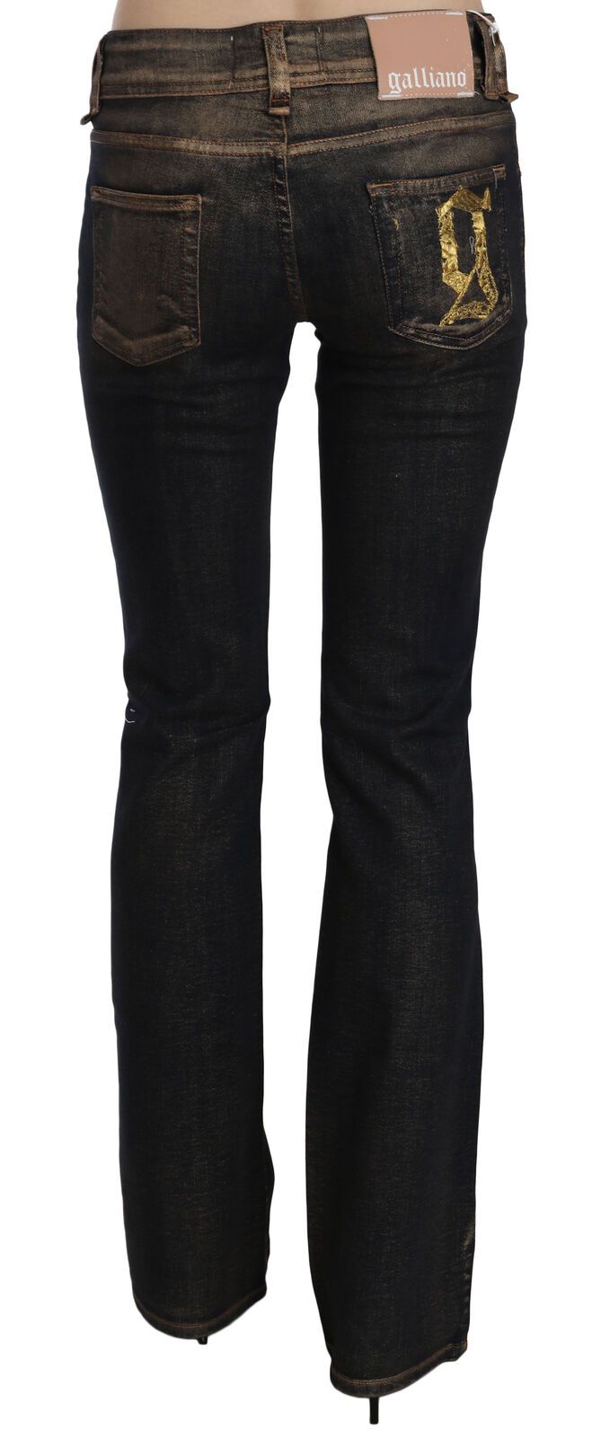 John Galliano Black Washed Mid Waist Flared Denim Pants Baumwolle