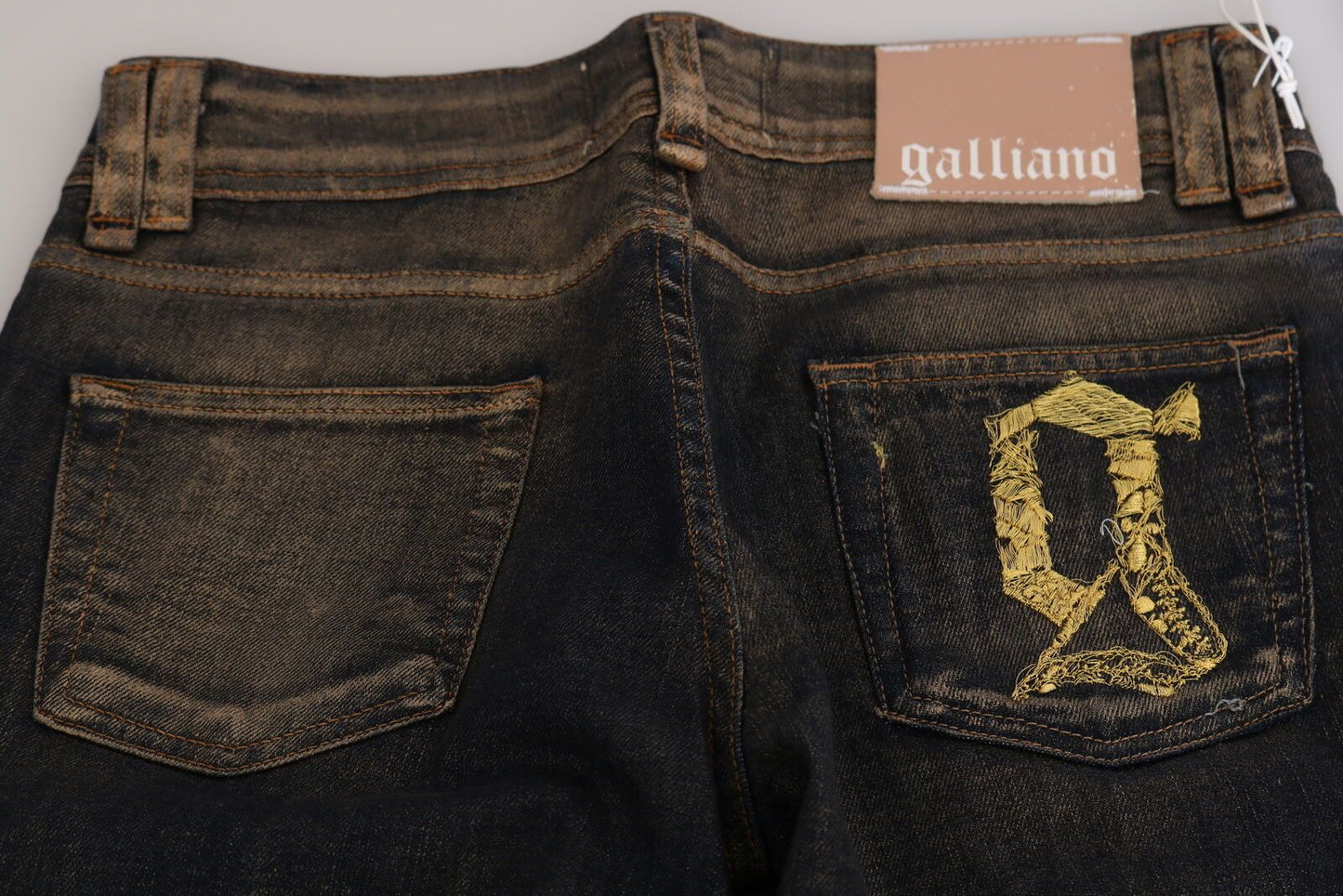 John Galliano Black Washed Mid Waist Flared Denim Pants Baumwolle