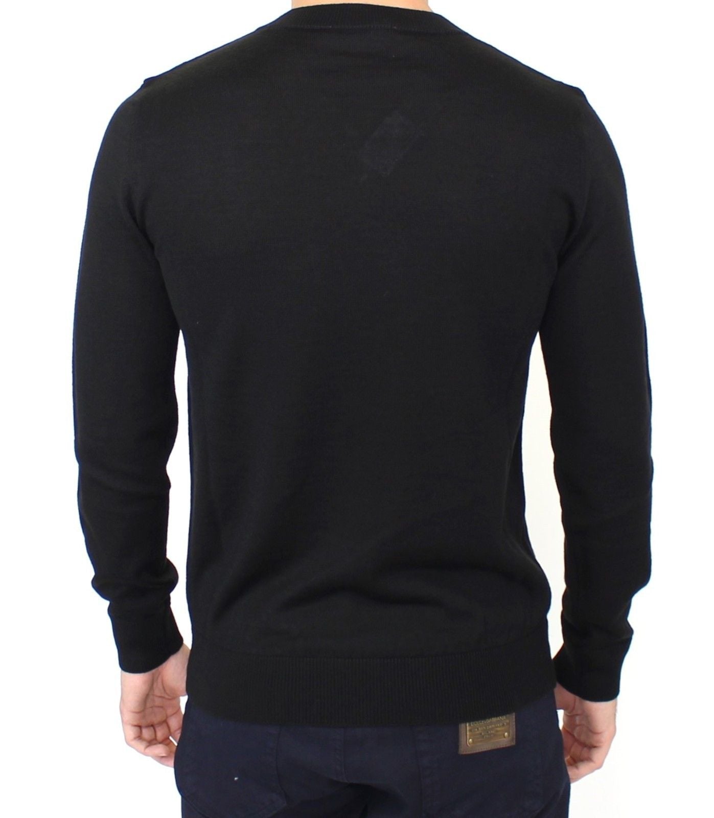 Ermanno Scervino Schwarzer Pullover aus Wollmischung mit V-Ausschnitt