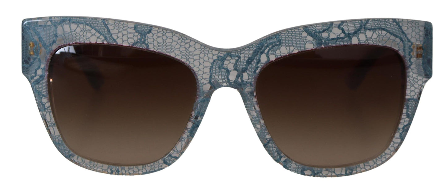 Dolce &amp; Gabbana – Rechteckige Sonnenbrille DG4231 aus blauem Acetat mit Spitze