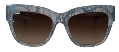Dolce &amp; Gabbana – Rechteckige Sonnenbrille DG4231 aus blauem Acetat mit Spitze