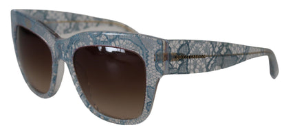 Dolce &amp; Gabbana – Rechteckige Sonnenbrille DG4231 aus blauem Acetat mit Spitze