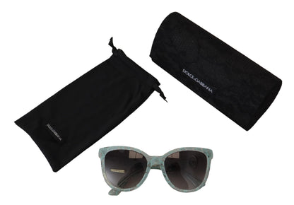 Dolce &amp; Gabbana – Runde Sonnenbrille DG4190 aus Acetat mit blauer Spitze und Kristallen