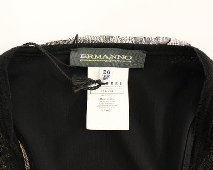 Ermanno Scervino – Schwarzes Stretch-Minikleid mit Spitzenfutter