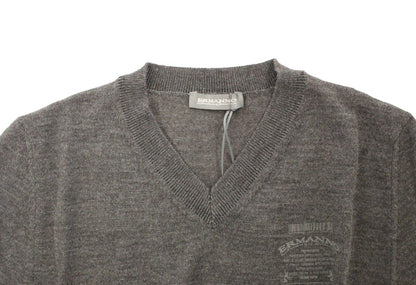 Ermanno Scervino Grauer Pullover aus Wollmischung mit V-Ausschnitt