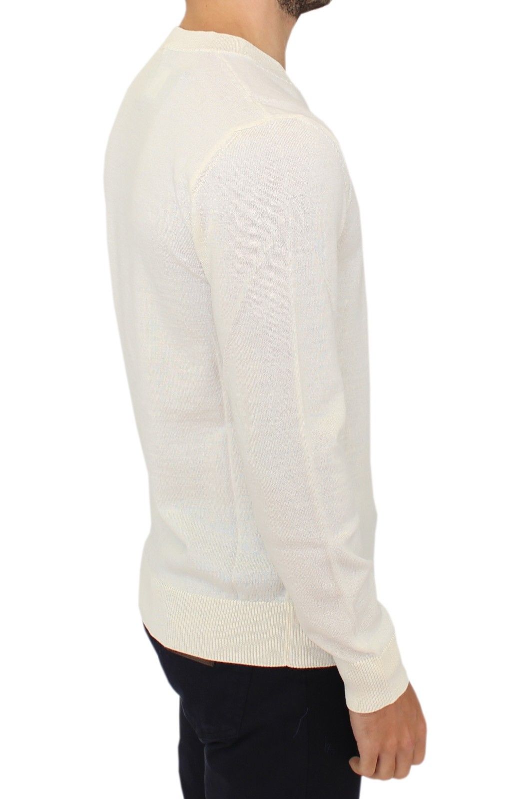 Ermanno Scervino Pullover aus Wollmischung mit V-Ausschnitt in Off-White