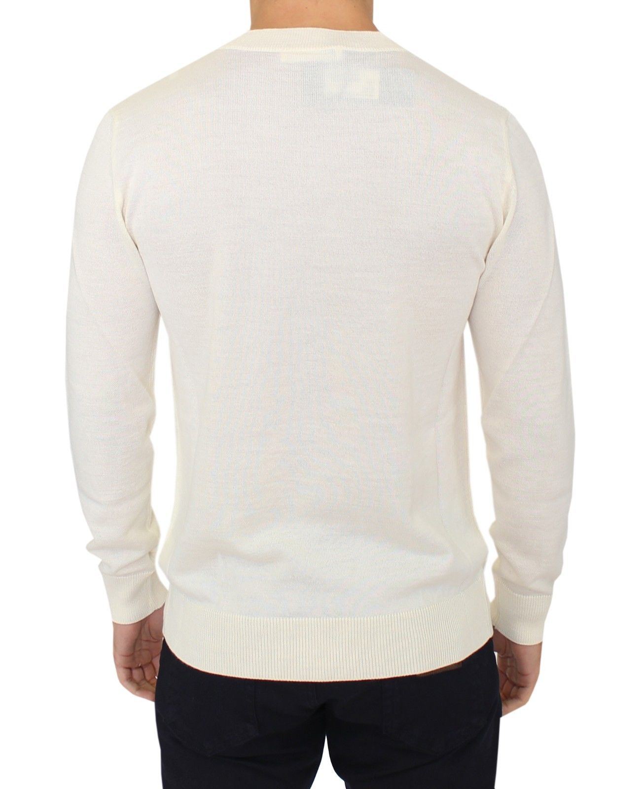 Ermanno Scervino Pullover aus Wollmischung mit V-Ausschnitt in Off-White