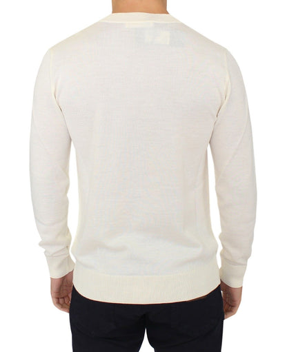Ermanno Scervino Pullover aus Wollmischung mit V-Ausschnitt in Off-White