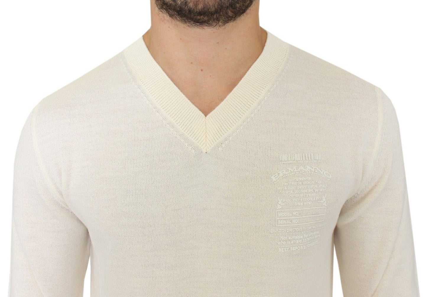 Ermanno Scervino Pullover aus Wollmischung mit V-Ausschnitt in Off-White