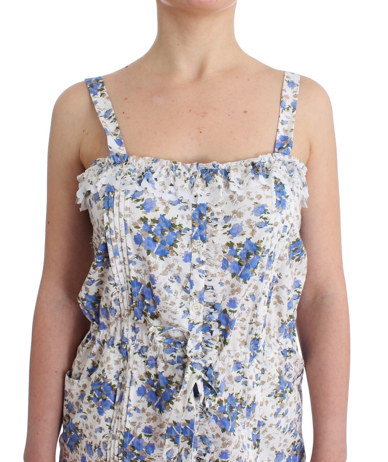 Ermanno Scervino Beachwear Blaues Blumen-Strand-Minikleid, kurz