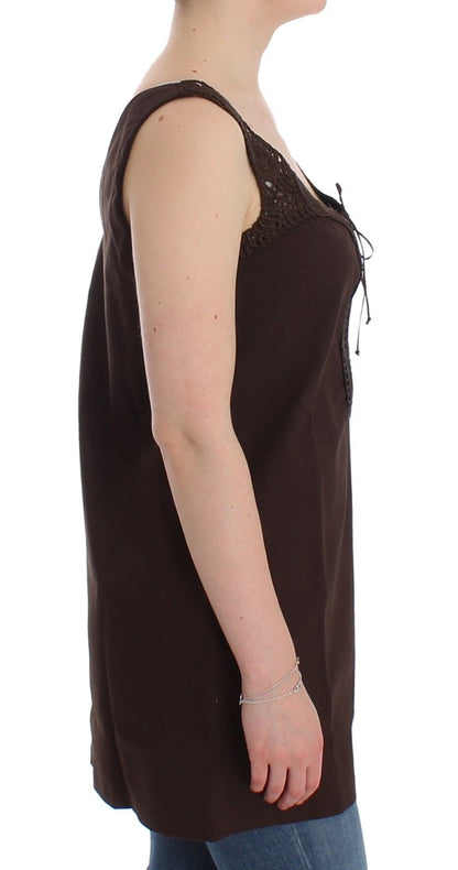 Ermanno Scervino Beachwear – Braunes Tunikakleid aus Baumwollstretch
