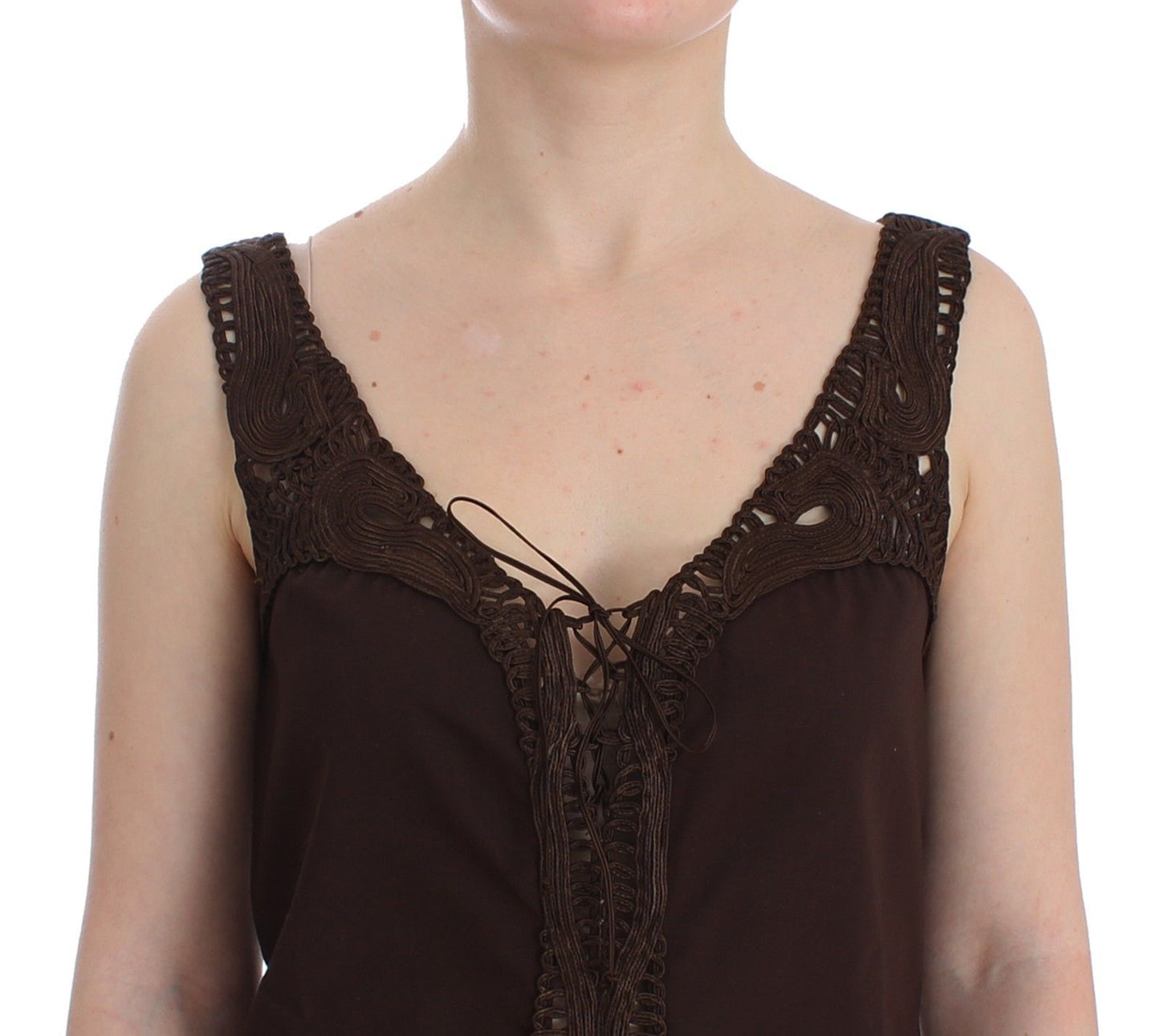 Ermanno Scervino Beachwear – Braunes Tunikakleid aus Baumwollstretch