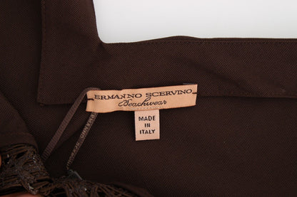 Ermanno Scervino Beachwear – Braunes Tunikakleid aus Baumwollstretch